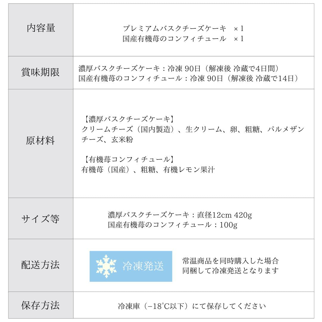 【送料無料】母の日限定セット プレミアムバスクチーズケーキと国産有機苺のコンフィチュール ギフト